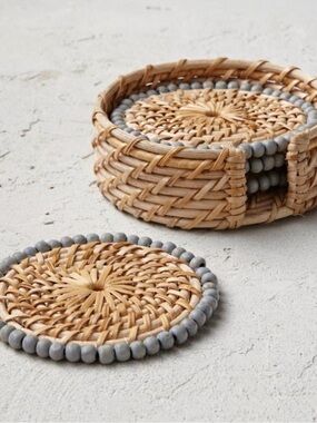 Frontgate Rattan Coasters set of 4